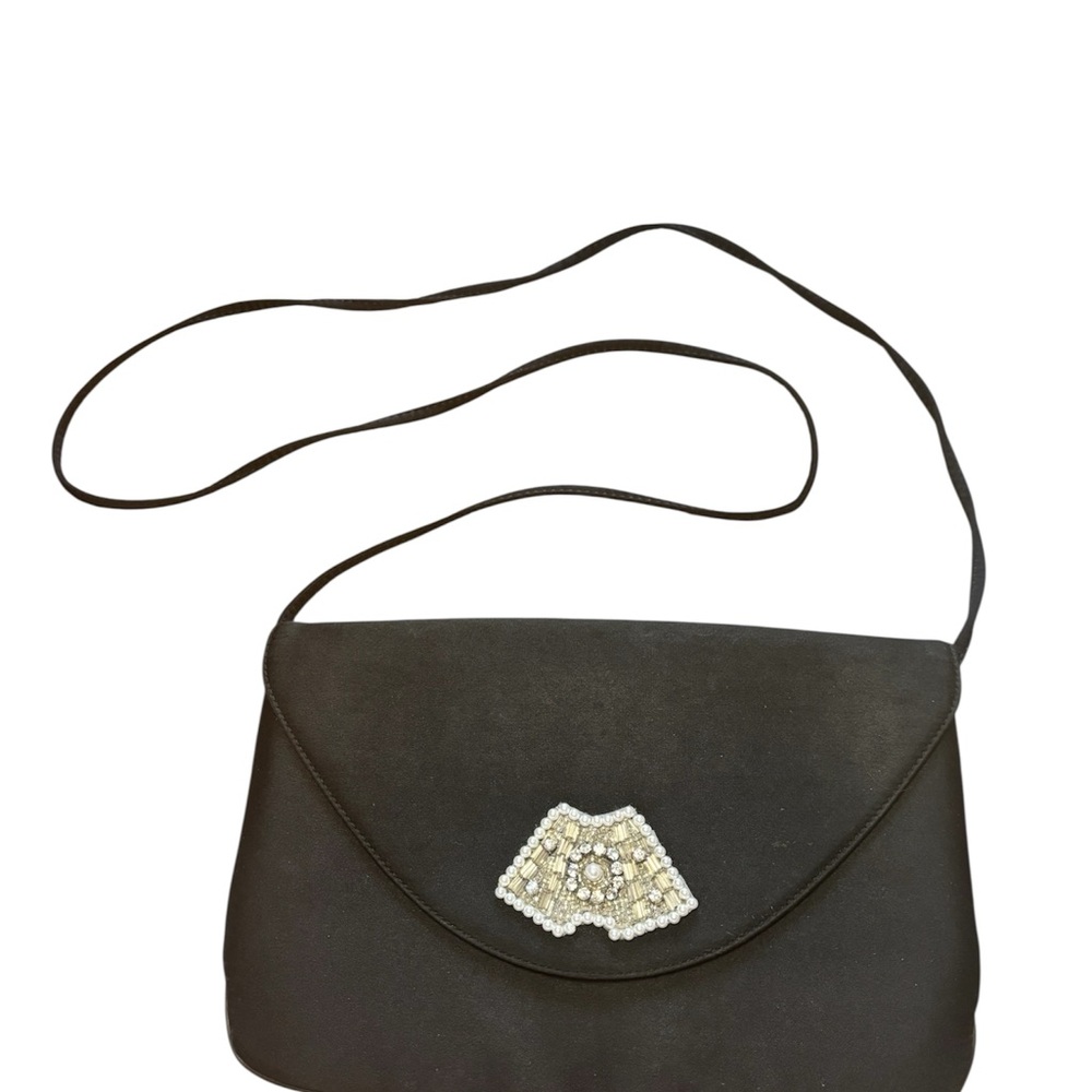 Vintage Black Crossbody Bag with Beaded Accent